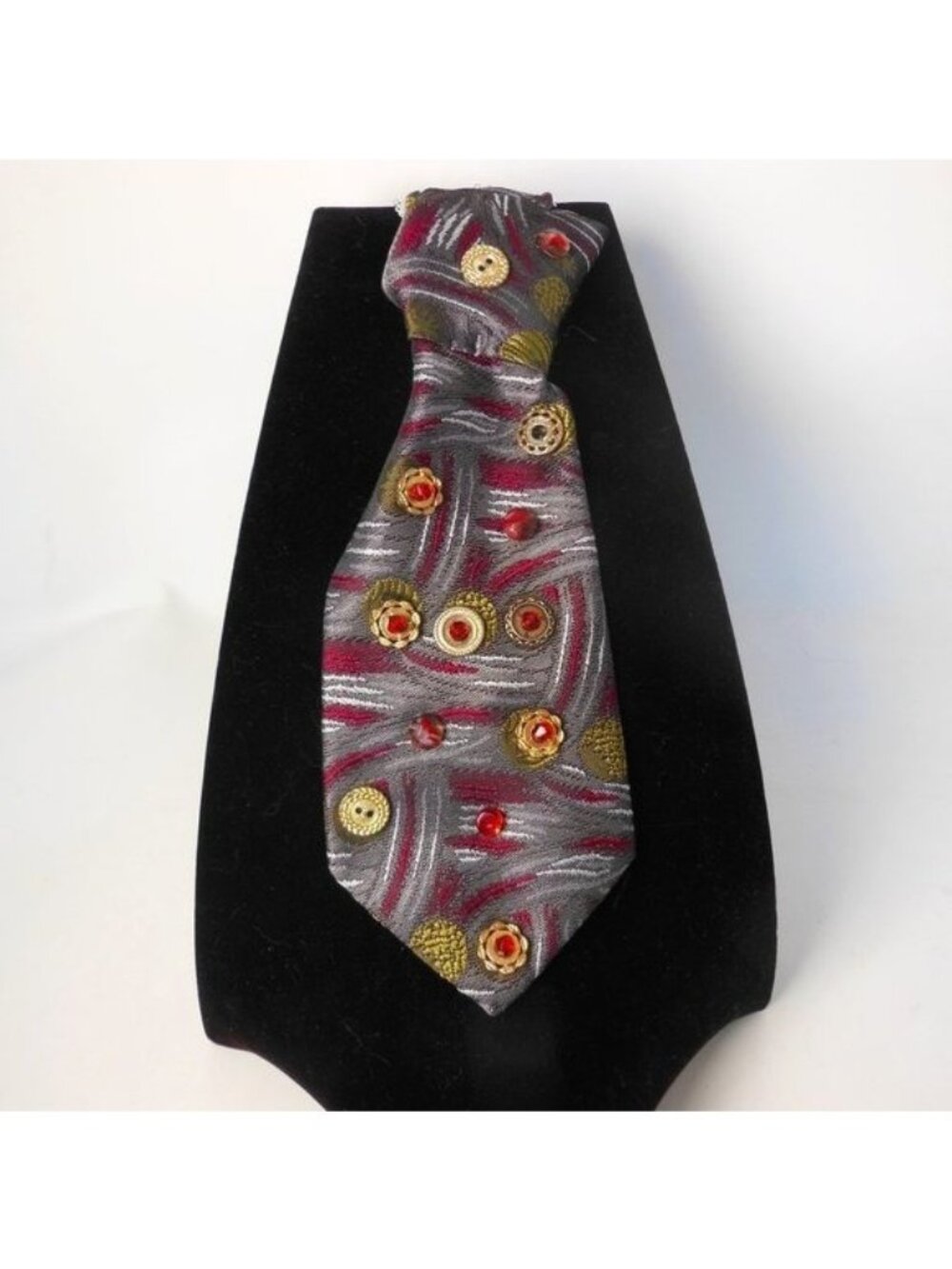 Woman's Beaded pendent tie, hand beaded necklace, unique handcrafted  neckwear